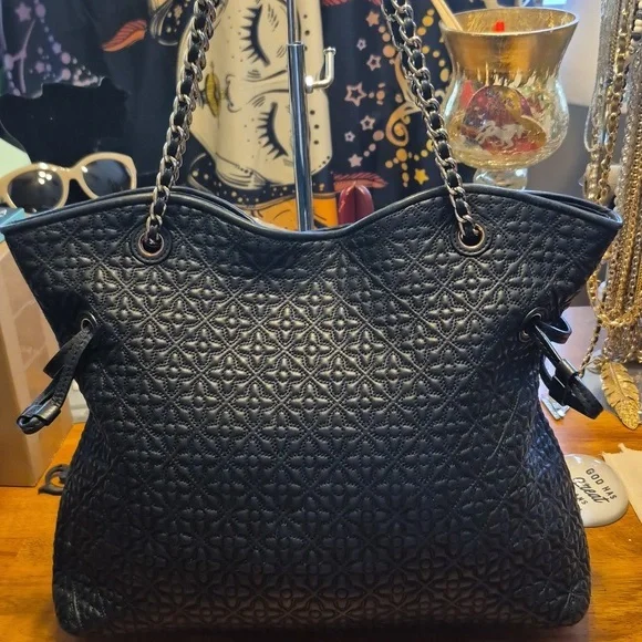 Tory Burch Black Quilted Leather Chain-Handle Crossbody Tote Excellent Condition - Picture 5 of 16